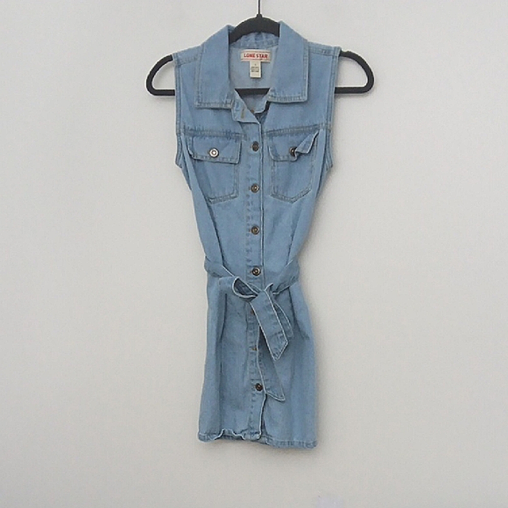 Lone Star Dress Women's Size Small Sleeveless Denim Button Down Dress Pre-owned